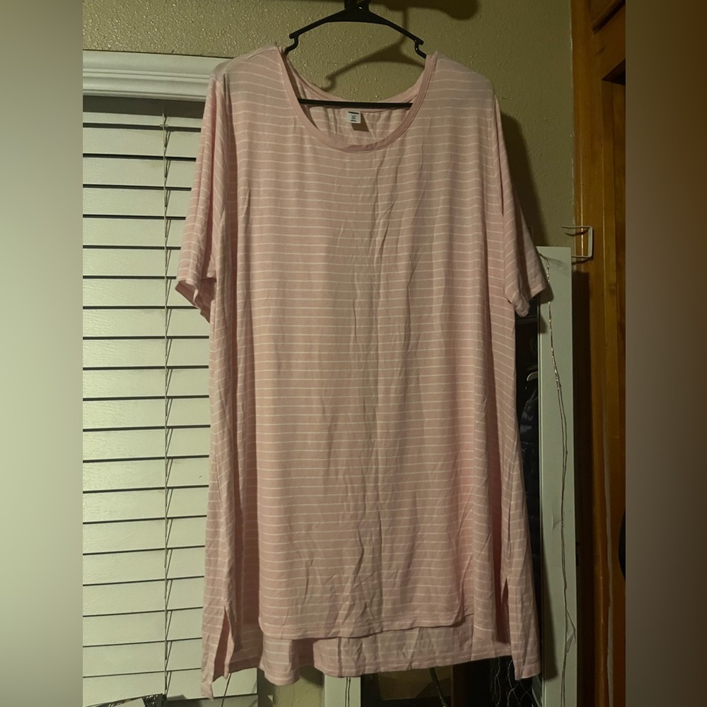 NEw Pink striped short loose fit dress